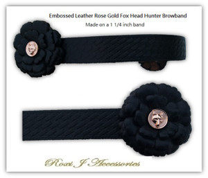  Embossed Leather Rose Gold Fox Hunter Browband - Woven Design