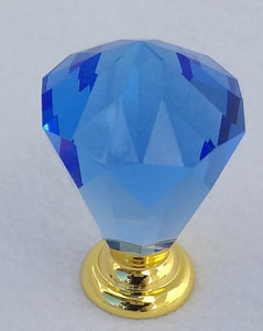 Diamond Shaped Crystal Hacking Cane/Show Cane/Whip Topper - Blue