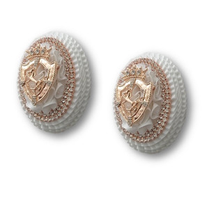 Our Layered Satin Pre Made Rosettes with Double Rhinestone Rings Shield Centres can be made in all colours in our ribbon colour range with a choice of gold, rose gold or silver centres.
Rosette size approximate size 6 cm x 7.5 cm Our Layered Satin Pre Made Rosettes with Double Rhinestone Rings Shield Centres can be made in all colours in our ribbon colour range with a choice of gold, rose gold or silver centres.
Rosette size approximate size 6 cm x 7.5 cm