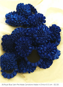 36 x Royal Blue Satin Pre Made Carnations ( Made in China) 4- 4.5 cm 