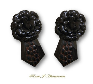 Removeable Patent Leather Rosette & Flag - dark brown Removeable Patent Leather Rosette & Flag - dark brown
