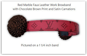 Red Marble Print Faux Leather Work Browband