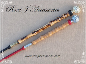 Plaited Leather Whip with Bamboo Handle & Rhinestone Topper Plaited Leather Whip with Bamboo Handle & Rhinestone Topper