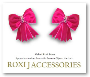 Hot Pink Velvet Plait Bows (pair)