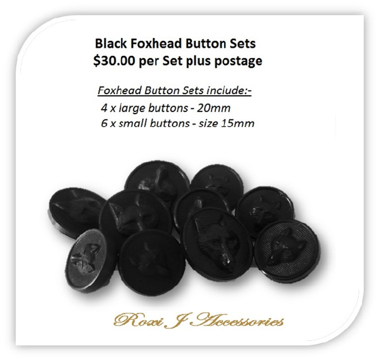 Black Fox Head Button Set
