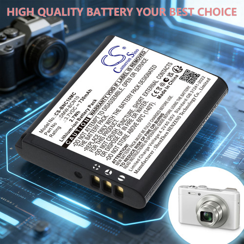 770mAh Replacement Battery for Leica BP-DC14, Panasonic DMW-BCN10, V-LUX50, Lumix DMC-LF1