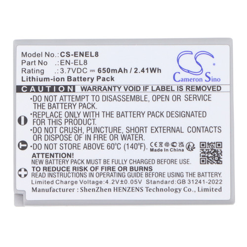 650 mAh for NiKon EN-EL8