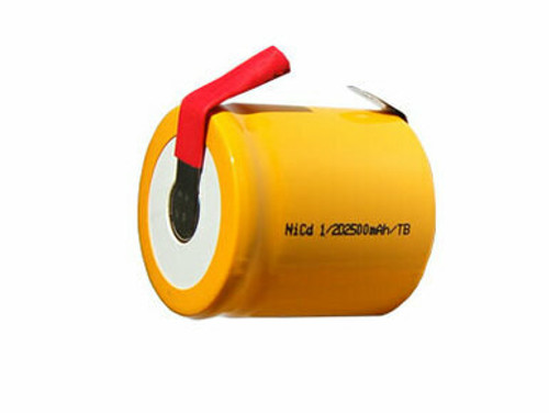 1/2 D NiCd Battery with Tabs (2500 mAh) 1/2 D NiCd Battery with Tabs (2500 mAh)