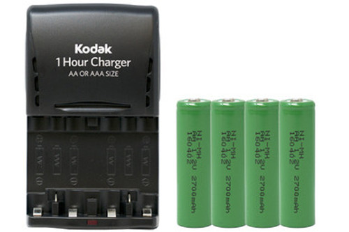 Kodak AA / AAA Smart Charger + 4 AA NiMH Batteries (2700 mAh) Kodak AA / AAA Smart Charger + 4 AA NiMH Batteries (2700 mAh)