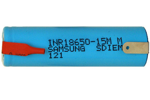 3.7 Volt Samsung 18650 Lithium Ion Battery with Tabs (1500 mAh) 3.7 Volt Samsung 18650 Lithium Ion Battery with Tabs (1500 mAh)