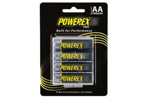 AA NiMH Powerex PRO Rechargeable Batteries (2700 mAh) with Battery Case (4 Card) AA NiMH Powerex PRO Rechargeable Batteries (2700 mAh) with Battery Case (4 Card)