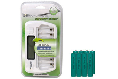 8 Bay AA / AAA LCD Charger + 8 AAA 1200 mAh NiMH Batteries 8 Bay AA / AAA LCD Charger + 8 AAA 1200 mAh NiMH Batteries