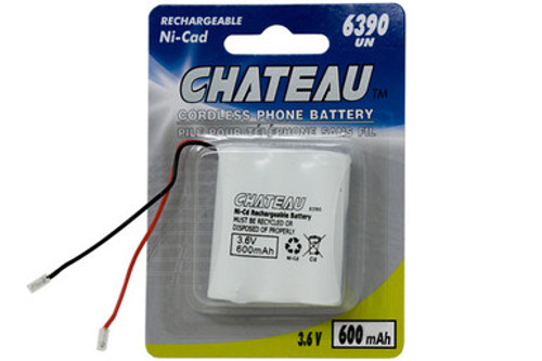 3.6 Volt NiCd 600 mAh (6390 UN) Cordless Phone Batteries (2 Cards) 3.6 Volt NiCd 600 mAh (6390 UN) Cordless Phone Batteries (2 Cards)