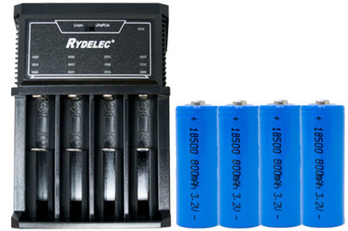 T4 4 Slot Smart Charger + 4 x 18500 3.2 Volt LiFePO4 Batteries (800 mAh) T4 4 Slot Smart Charger + 4 x 18500 3.2 Volt LiFePO4 Batteries (800 mAh)