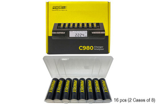 Powerex C980 Smart Charger + 16 AA NiMH Powerex Rechargeable Batteries (2600 mAh) with Battery Case Powerex C980 Smart Charger + 16 AA NiMH Powerex Rechargeable Batteries (2600 mAh) with Battery Case