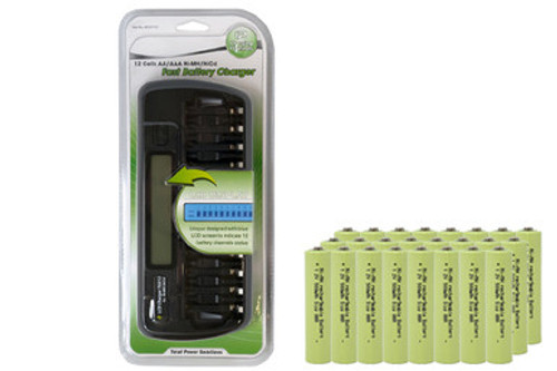 12 Bay AA / AAA LCD Battery Charger + 24 AAA NiMH Batteries (900 mAh) 12 Bay AA / AAA LCD Battery Charger + 24 AAA NiMH Batteries (900 mAh)