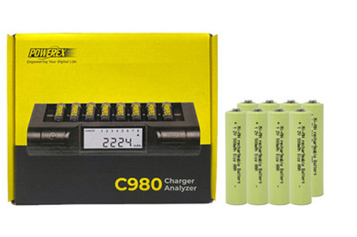 Powerex C980 Smart Charger & 8 AAA NiMH Batteries (900 mAh) Powerex C980 Smart Charger & 8 AAA NiMH Batteries (900 mAh)