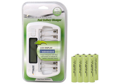 8 Bay AA / AAA LCD Battery Charger + 8 AAA NiMH Batteries (900 mAh) 8 Bay AA / AAA LCD Battery Charger + 8 AAA NiMH Batteries (900 mAh)