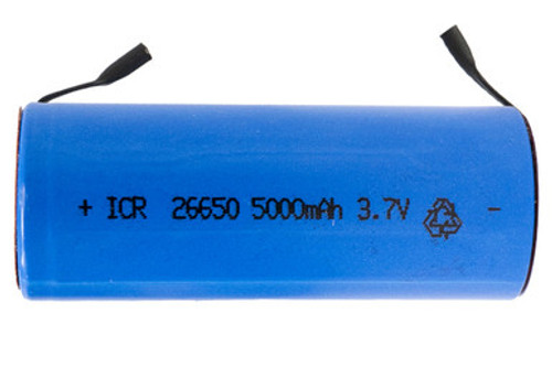 3.7 Volt 26650 Li-Ion Battery with Tabs (5000 mAh) 3.7 Volt 26650 Li-Ion Battery with Tabs (5000 mAh)
