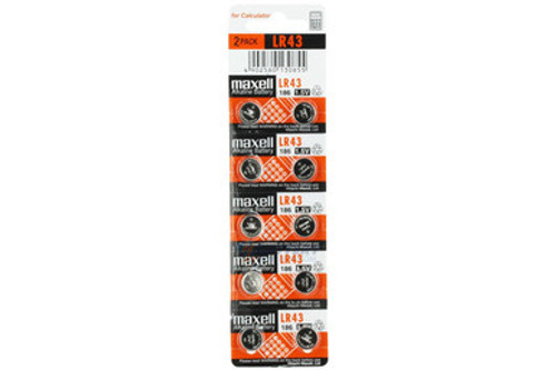 LR43 / 186 Maxell Alkaline Button Batteries (10 Card) LR43 / 186 Maxell Alkaline Button Batteries (10 Card)