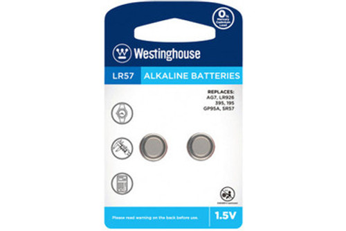 LR57 / AG7 Westinghouse Alkaline Button Batteries (2 Pack) LR57 / AG7 Westinghouse Alkaline Button Batteries (2 Pack)