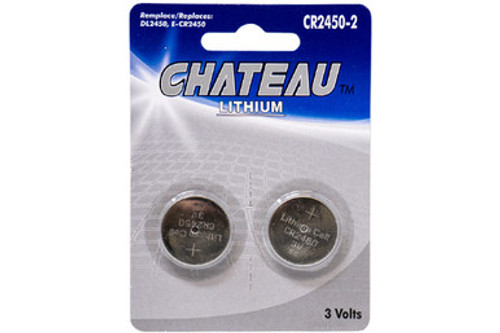 2-Card CR2450 Chateau 3 Volt Lithium Coin Cell Batteries 2-Card CR2450 Chateau 3 Volt Lithium Coin Cell Batteries