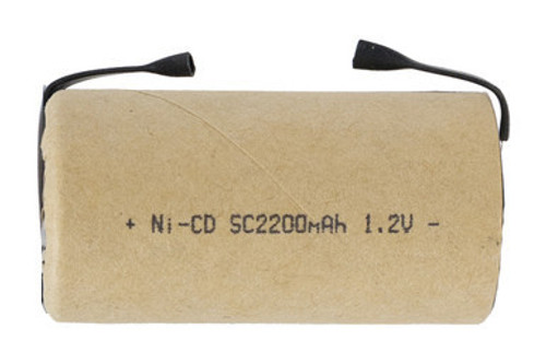 Sub C 2200 mAh NiCd Batteries with Tabs Paper Wrapped (Box of 12) Sub C 2200 mAh NiCd Batteries with Tabs Paper Wrapped (Box of 12)
