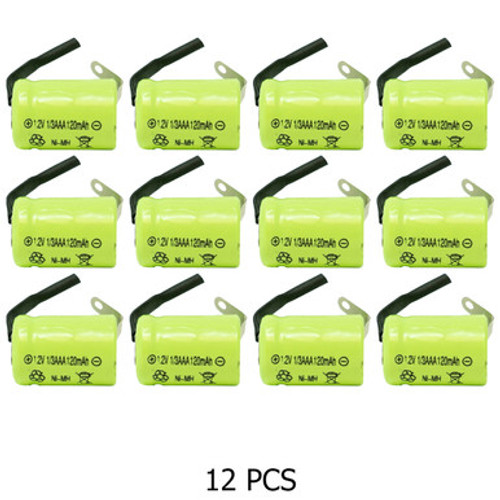 1/3 AAA NiMH 120 mAh Batteries with Tabs (Box of 12) 1/3 AAA NiMH 120 mAh Batteries with Tabs (Box of 12)
