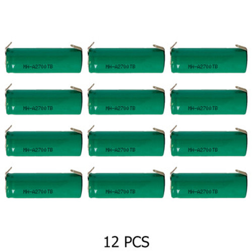 A NiMH 2700 mAh Batteries with Tabs (Box of 12) A NiMH 2700 mAh Batteries with Tabs (Box of 12)