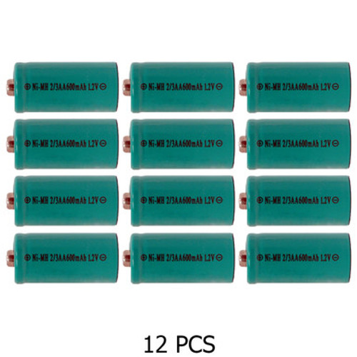 2/3 AA NiMH 600 mAg Button Top Batteries (Box of 12) 2/3 AA NiMH 600 mAg Button Top Batteries (Box of 12)