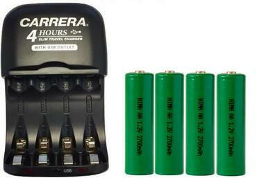 AA / AAA NiMH Charger with USB Plug & 4 x AA NiMH Batteries (2700 mAh)
