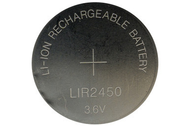PKCell LIR2450 3.6V lithium ion button battery front view