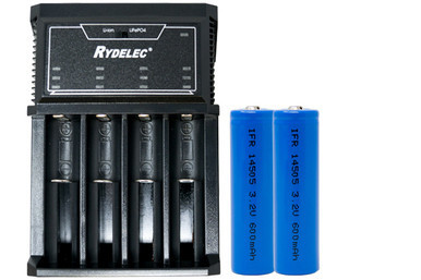 T4 4 Slot Smart Charger + 2 x AA 3.2 Volt 600 mAh LiFePO4 14500 Batteries