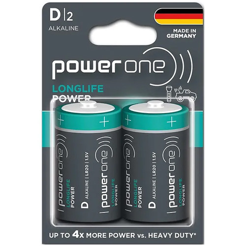 D Power One Alkaline Batteries (2 Card)