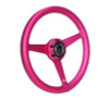 NRG Aluminum Steering Wheel 330mm - Heritage Solid Spoke - Ergonomic Grip - Anadized Pink - RST-071-PK Photo - Close Up