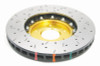 DBA 03-05 Evo 8/9 Front Drilled & Slotted 5000 Series 2 Piece Rotor Assembled w/ Gold Hat - DBA52218GLDXS Photo - Close Up