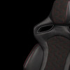 BRAUM ORUE-S Series Sport Reclinable Seats Black Leatherette | Honeycomb Alcantara | Red Stitching - Priced Per Pair