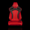 BRAUM ORUE Series Sport Reclinable Seats Red Leatherette | Diamond | Black Trim - Priced Per Pair