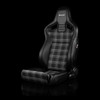 BRAUM ELITE V2 Series Sport Reclinable Seats Black Leatherette | Grey Plaid Fabric | Low Bolster Version - Priced Per Pair