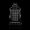 BRAUM ELITE V2 Series Sport Reclinable Seats Black Leatherette | Grey Plaid Fabric | Low Bolster Version - Priced Per Pair