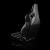 BRAUM ELITE V2 Series Sport Reclinable Seats Black Leatherette | Grey Plaid Fabric | Low Bolster Version - Priced Per Pair