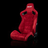 BRAUM ELITE Series Sport Reclinable Seats Red Suede | White Stitching - Priced Per Pair
