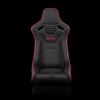 BRAUM ELITE-R Fixed Back Bucket Seat Black Cloth | Red Trim - Priced Per Seat