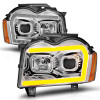 ANZO 05-07 Jeep Grand Cherokee Projector Headlights - w/ Light Bar Switchback Chrome Housing - 111544 Photo - Unmounted