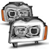 ANZO 05-07 Jeep Grand Cherokee Projector Headlights - w/ Light Bar Switchback Chrome Housing - 111544 Photo - Unmounted