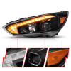 ANZO 15-18 Ford Focus Projector Headlights - w/ Light Bar Switchback Black Housing - 121564 Photo - Unmounted