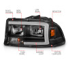 ANZO 97-04 Dodge Dakota/Durango Crystal headlight Set w/ Light Bar Black Housing - 111591 User 3