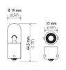 Hella Bulb 1003 12V 12W BA15s B6 - 1003 Technical Drawing