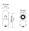 Hella Bulb 3930 24V 4W BA9s T2.75 - 3930 Technical Drawing