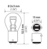 Hella Bulb 7225 12V 21/4W BAZ15d S8 - 7225 Technical Drawing